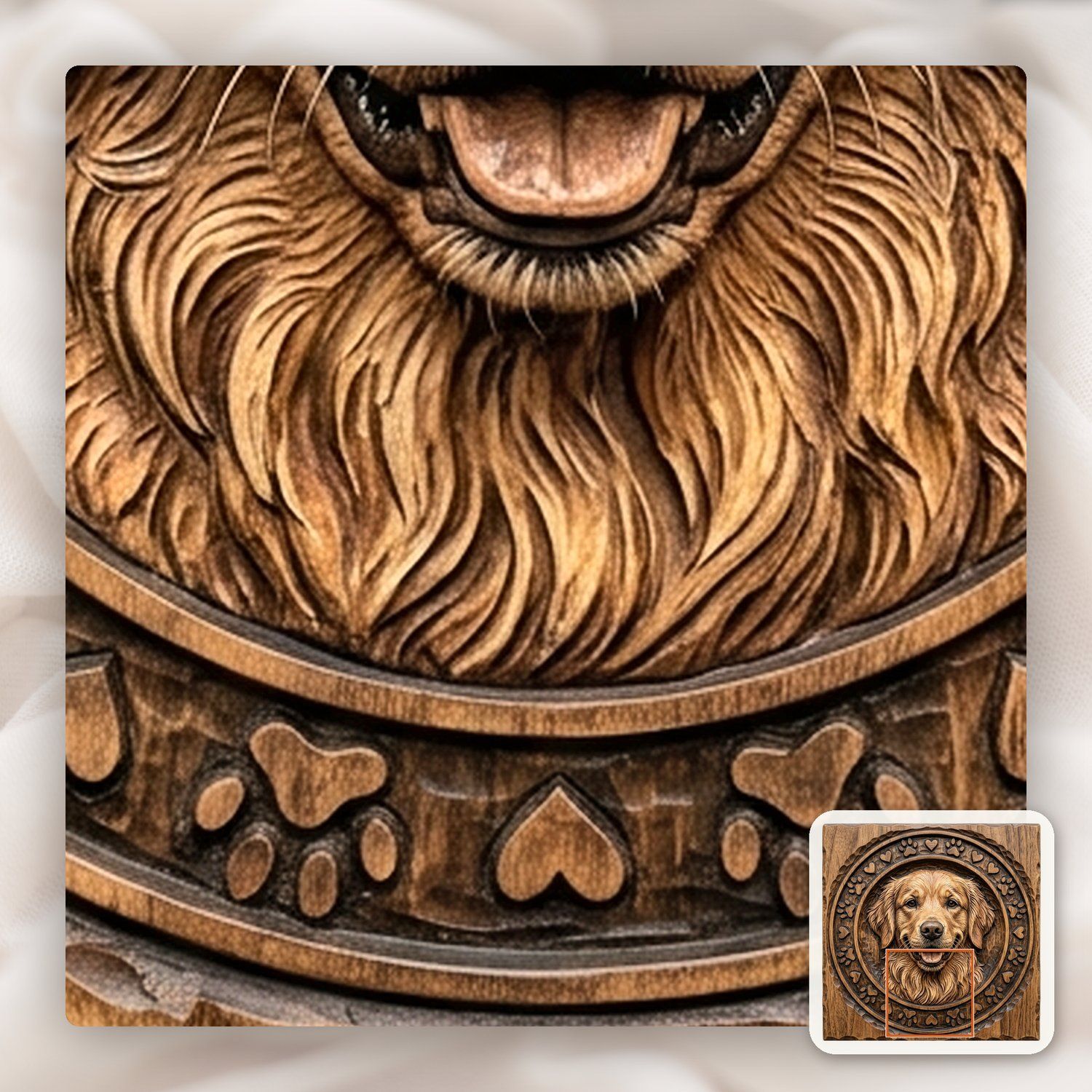Golden Retriever Pet Portrait CNC Relief STL bas-relief STL — view 12