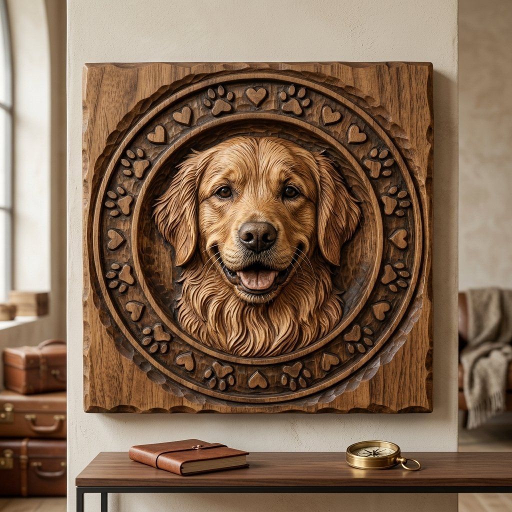 Golden Retriever Pet Portrait CNC Relief STL bas-relief STL — view 13