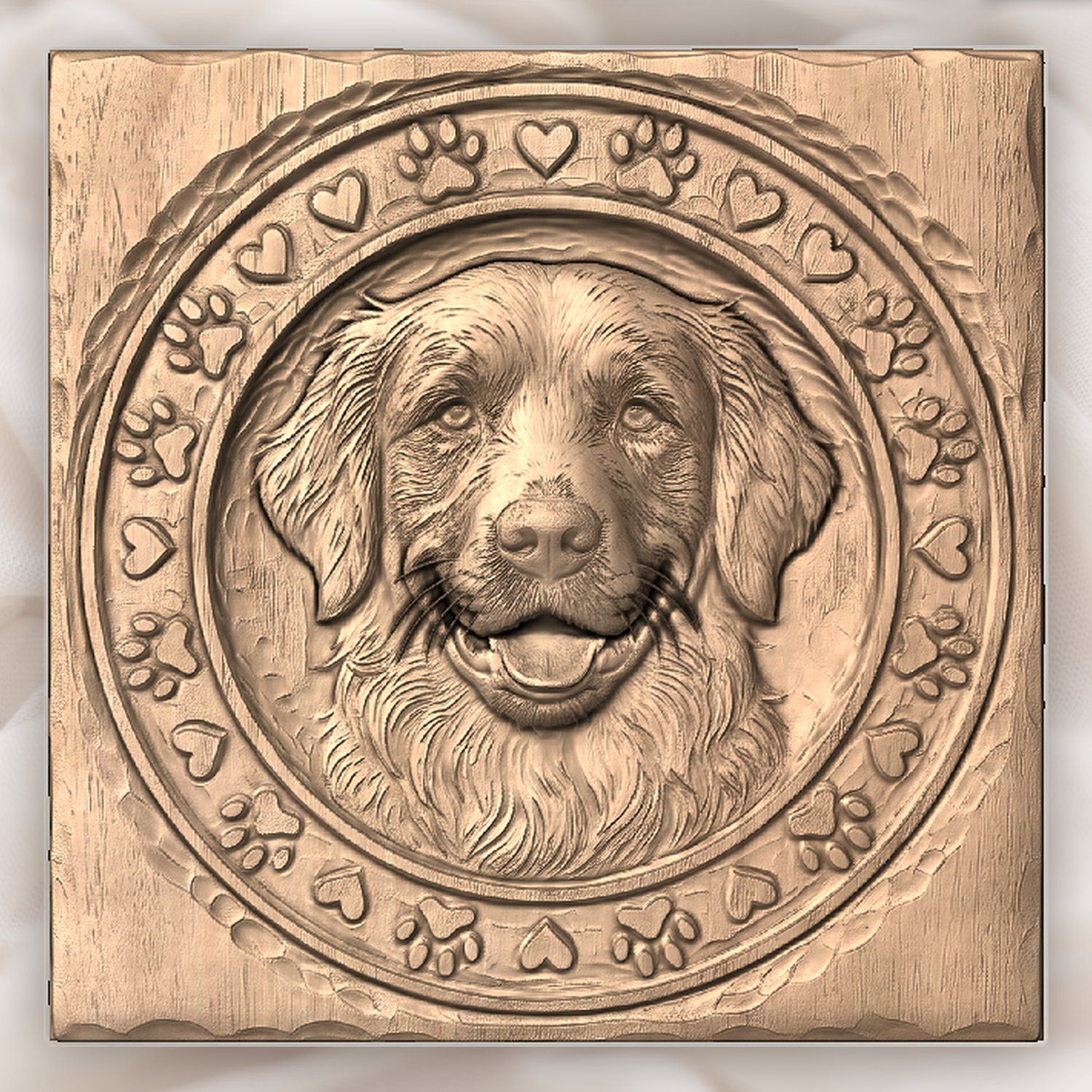 Golden Retriever Pet Portrait CNC Relief STL bas-relief STL — view 4