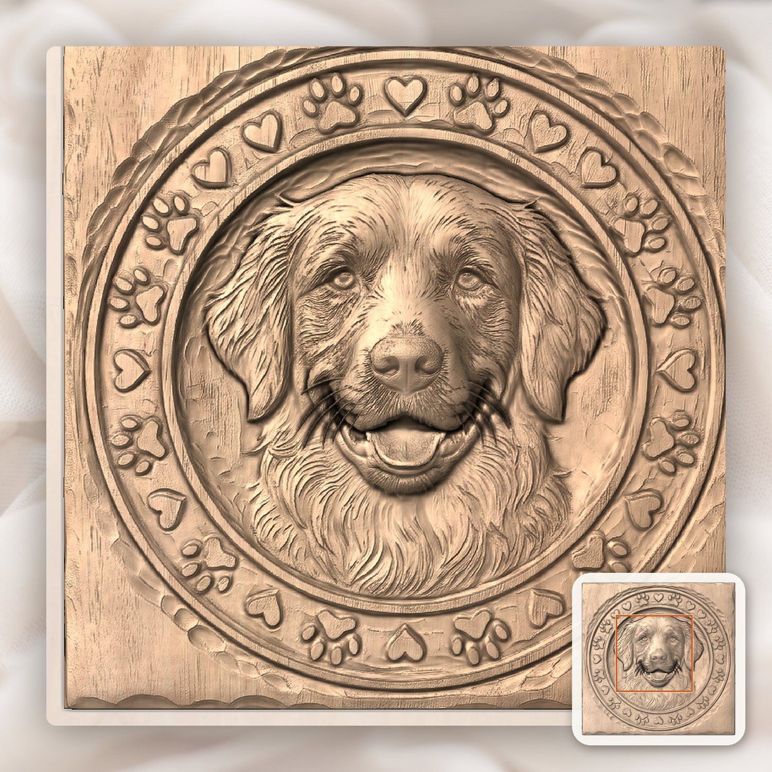 Golden Retriever Pet Portrait CNC Relief STL bas-relief STL — view 6
