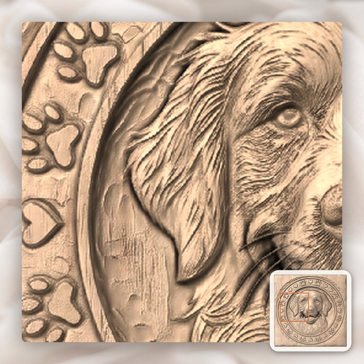 Golden Retriever Pet Portrait CNC Relief STL bas-relief STL — view 7