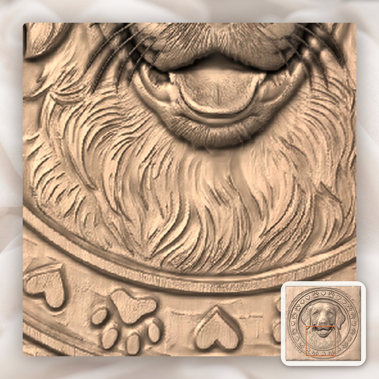 Golden Retriever Pet Portrait CNC Relief STL bas-relief STL — view 8