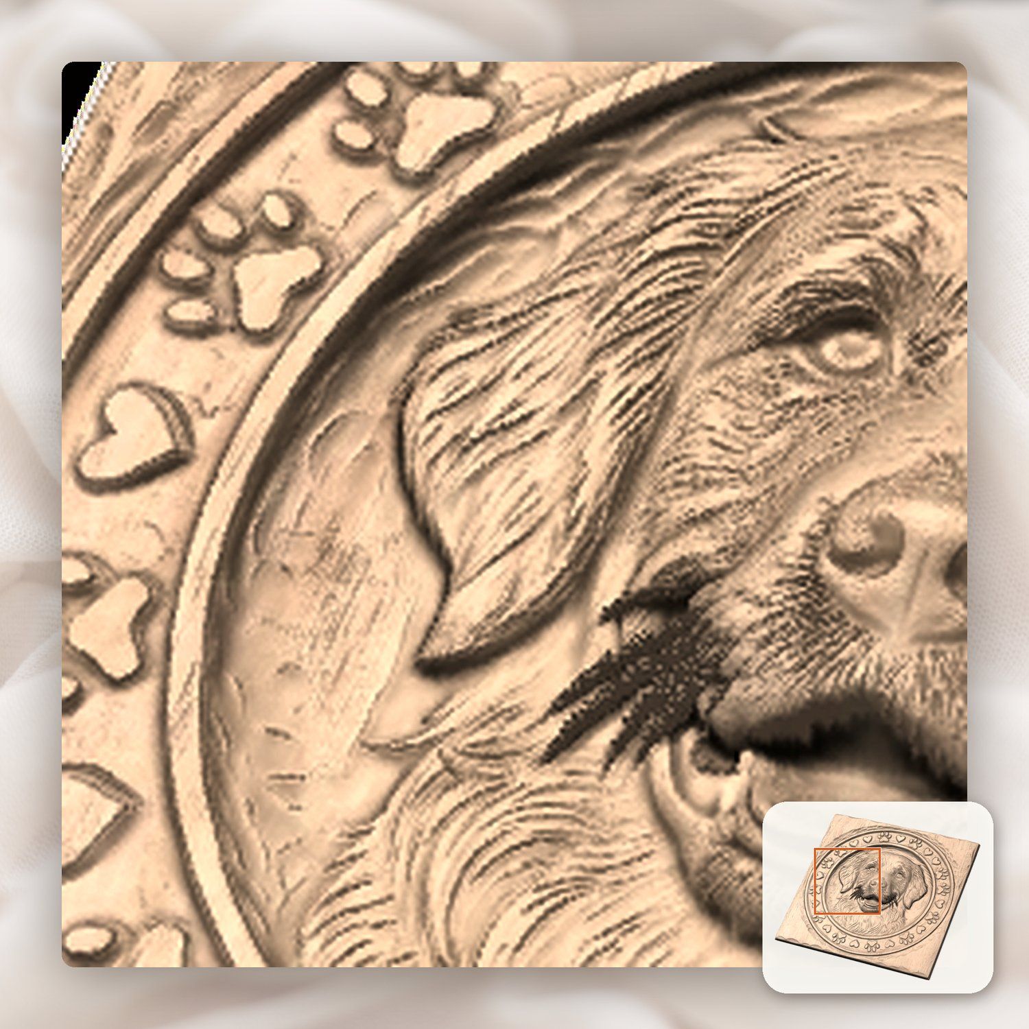 Golden Retriever Pet Portrait CNC Relief STL bas-relief STL — view 9