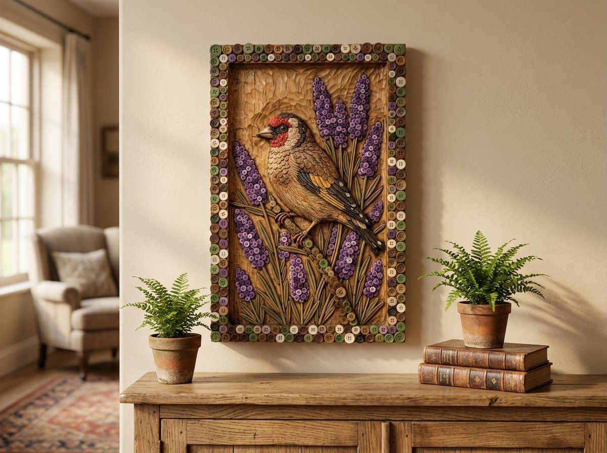 Goldfinch Songbird Floral Garden CNC Relief STL bas-relief STL — view 13