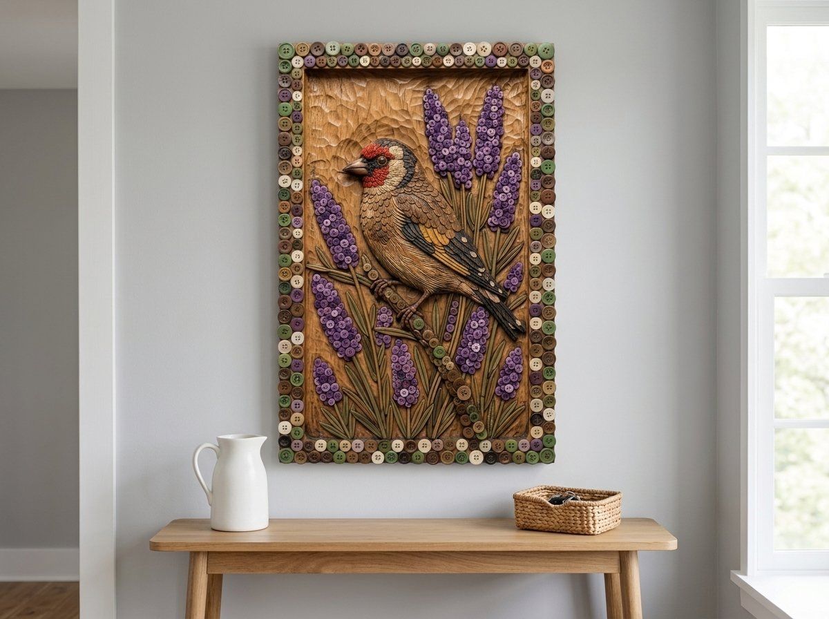 Goldfinch Songbird Floral Garden CNC Relief STL bas-relief STL — view 14