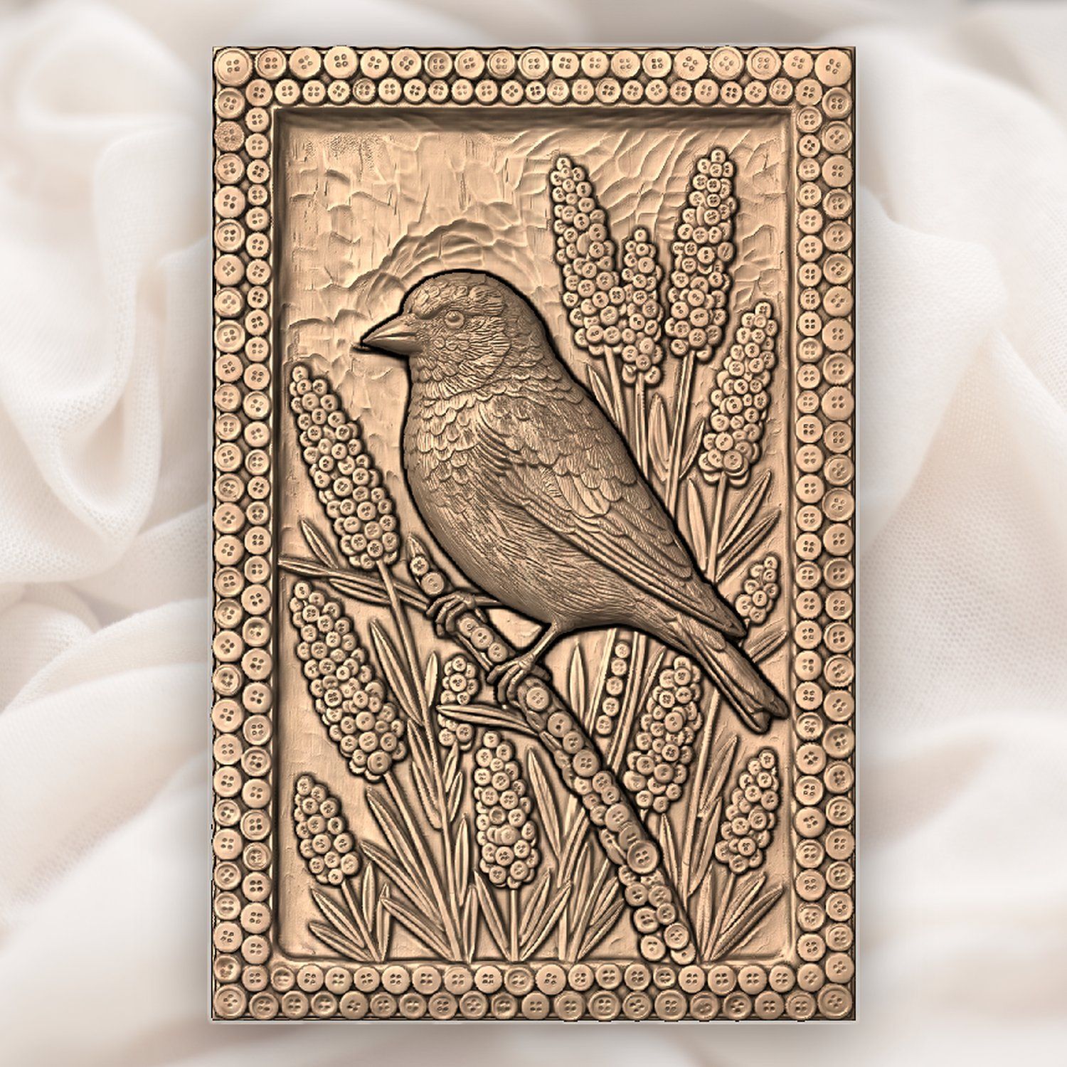Goldfinch Songbird Floral Garden CNC Relief STL bas-relief STL — view 5