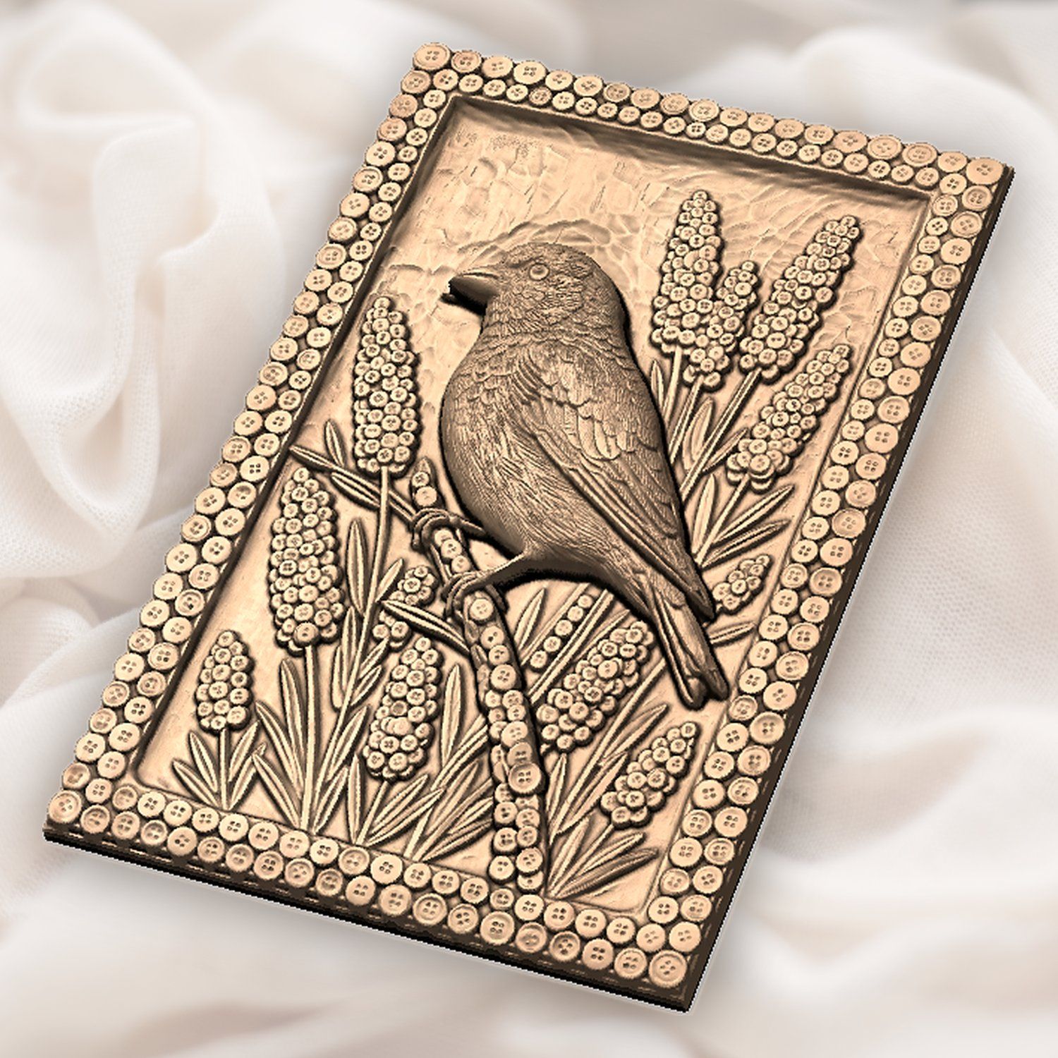 Goldfinch Songbird Floral Garden CNC Relief STL bas-relief STL — view 6