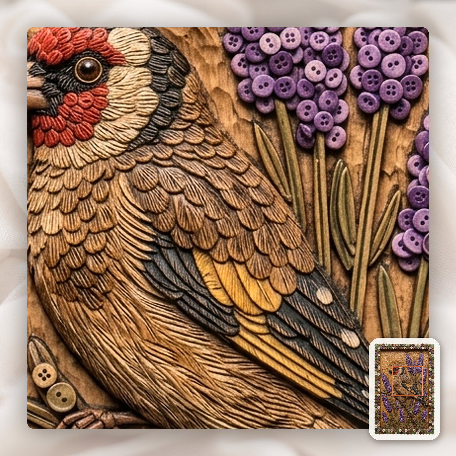 Goldfinch Songbird Floral Garden CNC Relief STL bas-relief STL — view 11