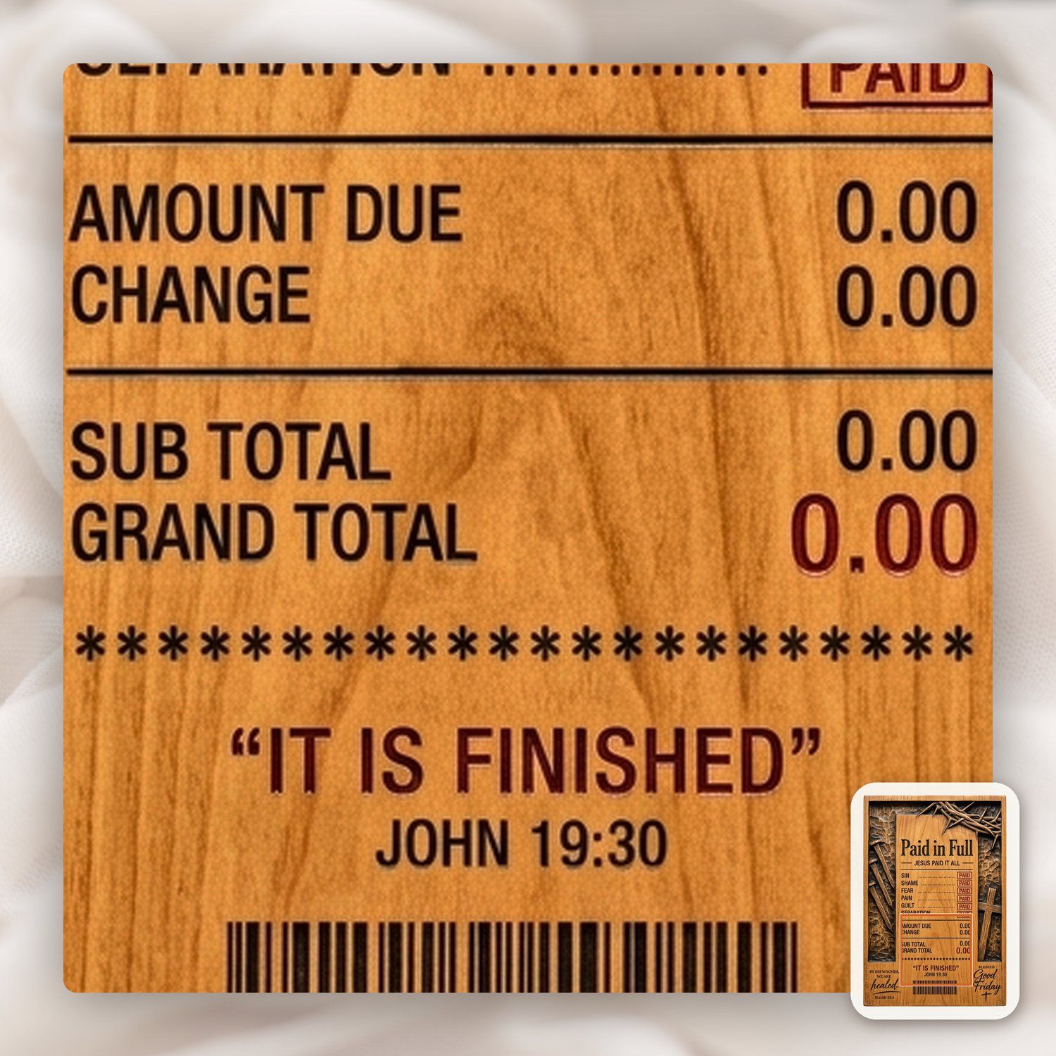 Good Friday Jesus Paid In Full CNC Relief STL bas-relief STL — view 12