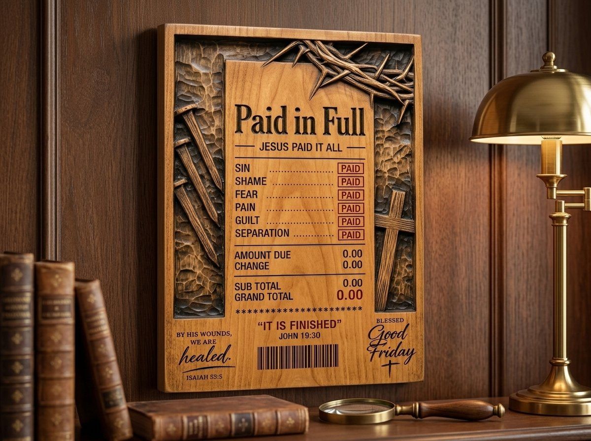 Good Friday Jesus Paid In Full CNC Relief STL bas-relief STL — view 14