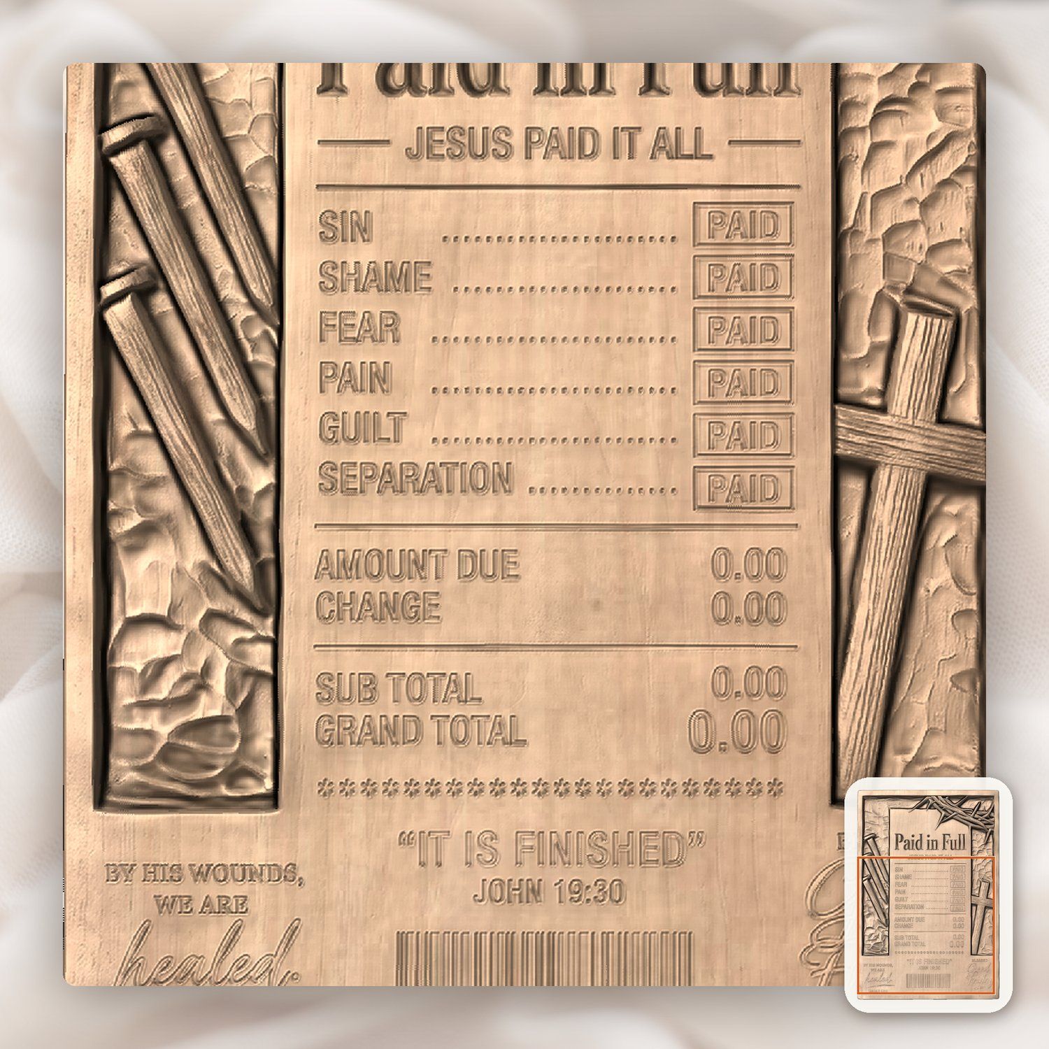 Good Friday Jesus Paid In Full CNC Relief STL bas-relief STL — view 10
