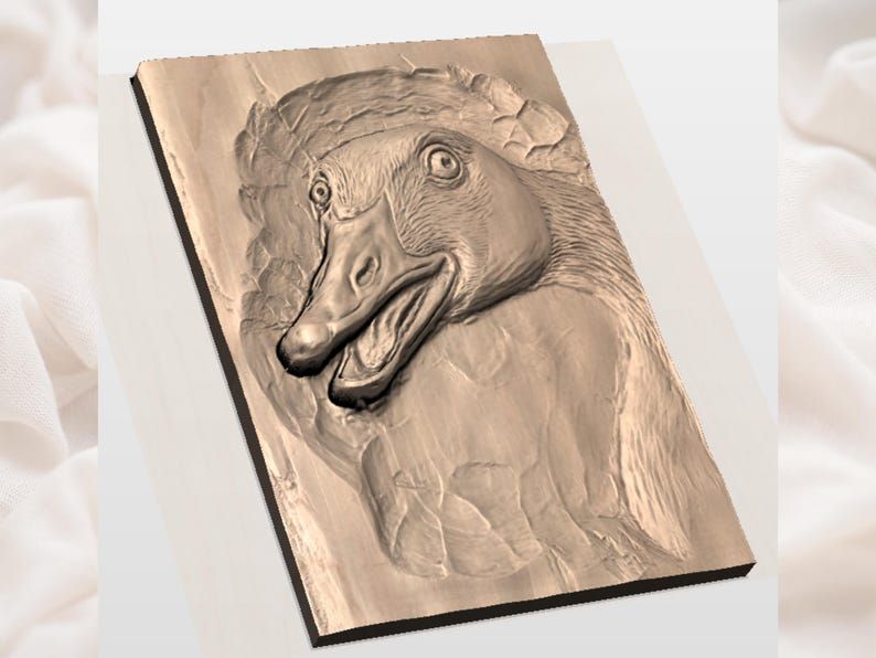 Curious Canada Goose Head Bursting Through Wood Bas-Relief STL bas-relief STL — view 2