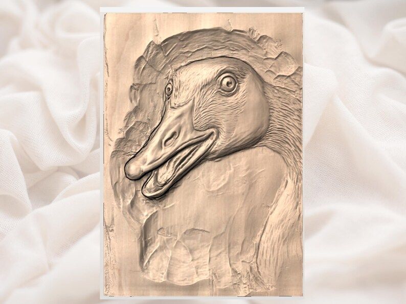 Curious Canada Goose Head Bursting Through Wood Bas-Relief STL bas-relief STL — view 3