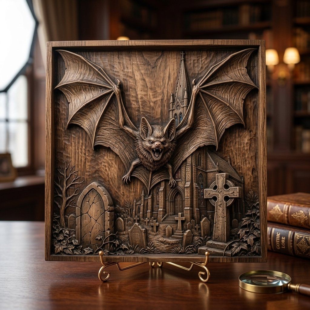 Gothic Bat Graveyard Church CNC Relief STL bas-relief STL — view 7