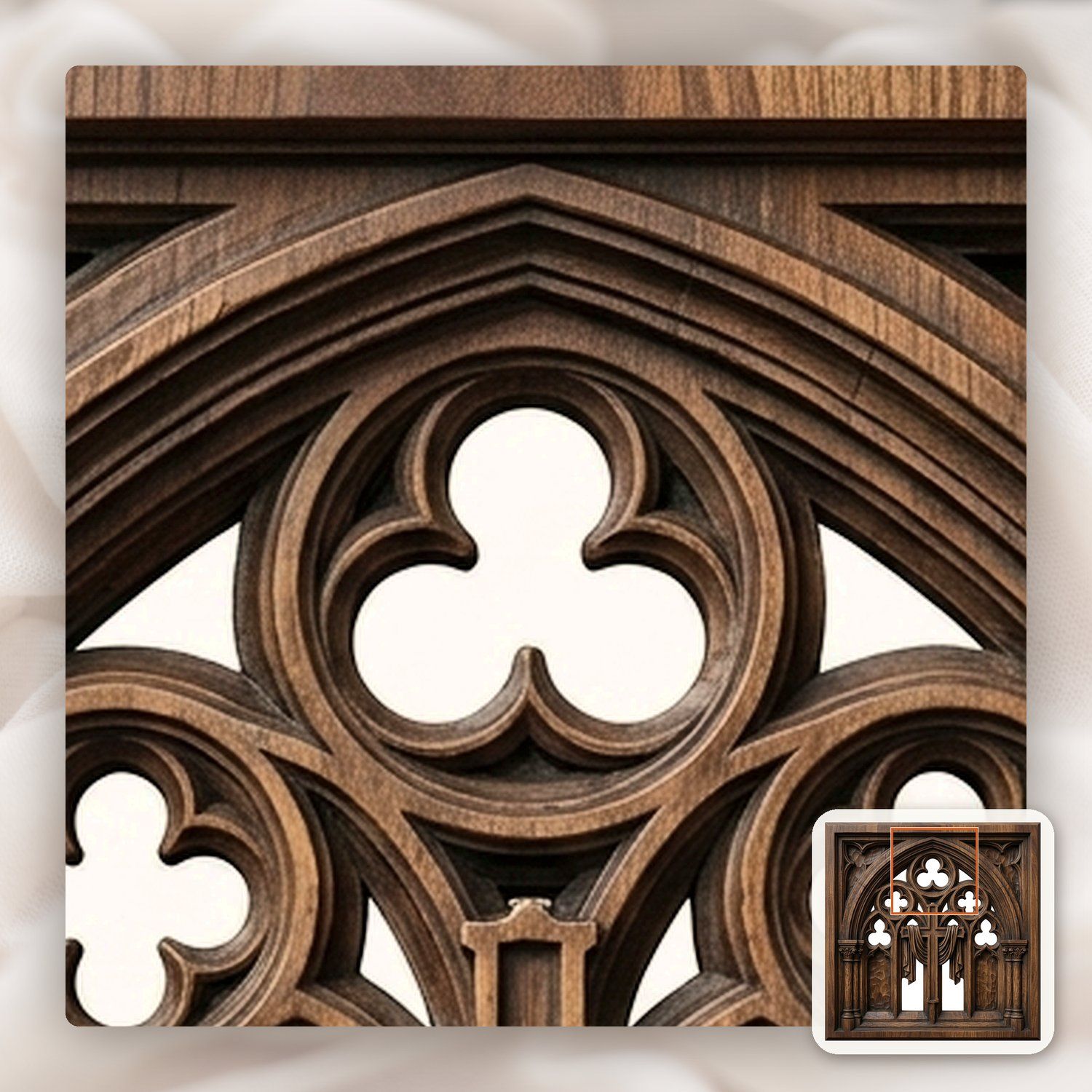 Gothic Cathedral Window Cross CNC Relief STL bas-relief STL — view 12