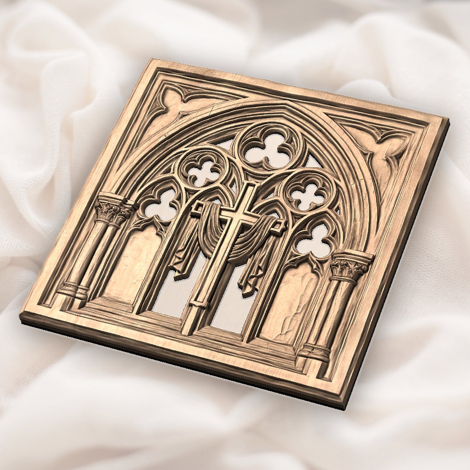 Gothic Cathedral Window Cross CNC Relief STL bas-relief STL — view 6