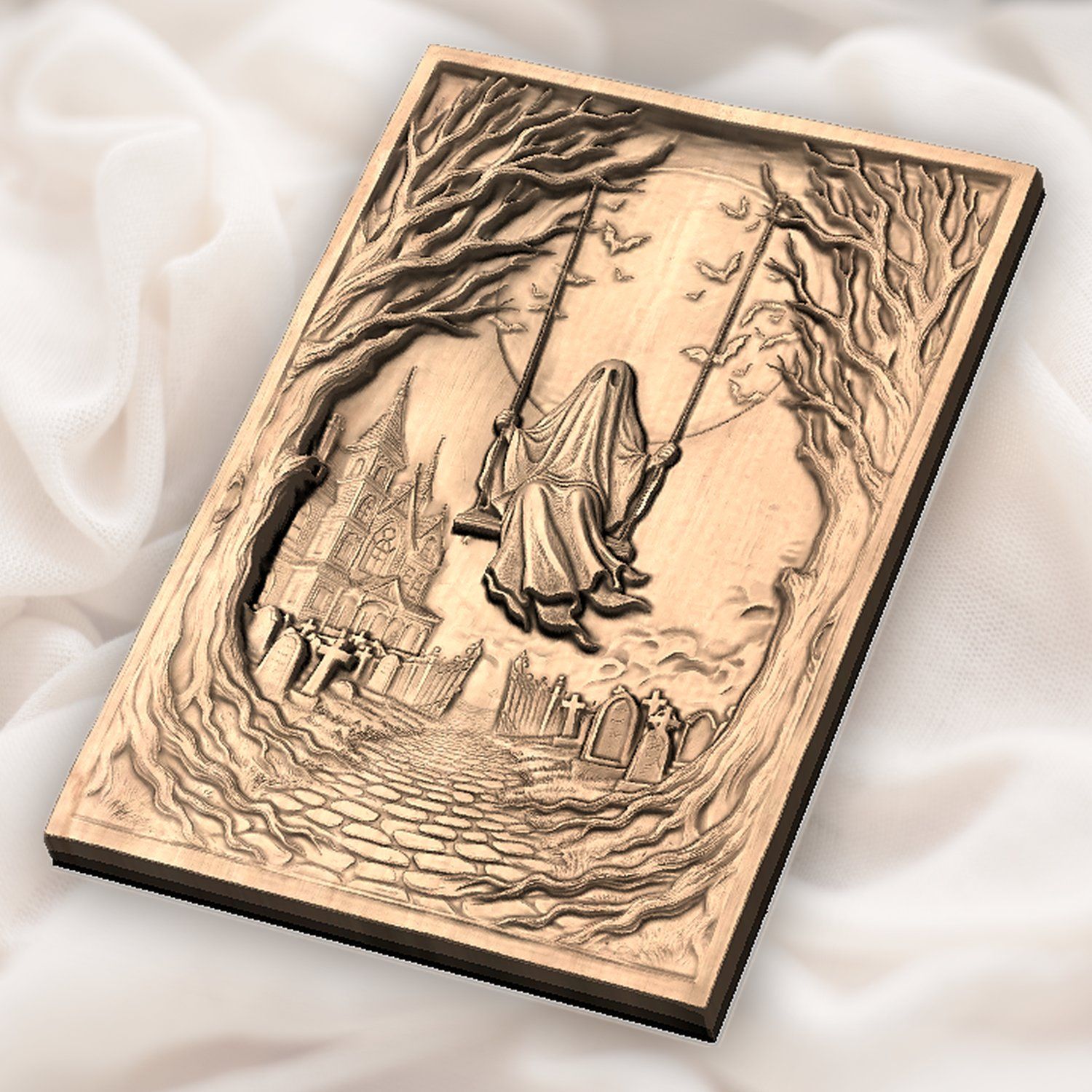 Gothic Ghost Cemetery Moonlight CNC Relief STL bas-relief STL — view 5