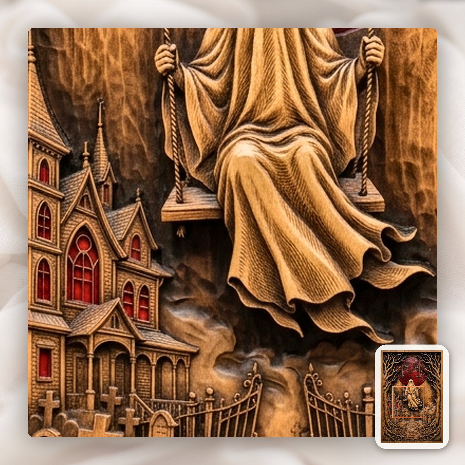 Gothic Ghost Cemetery Moonlight CNC Relief STL bas-relief STL — view 10