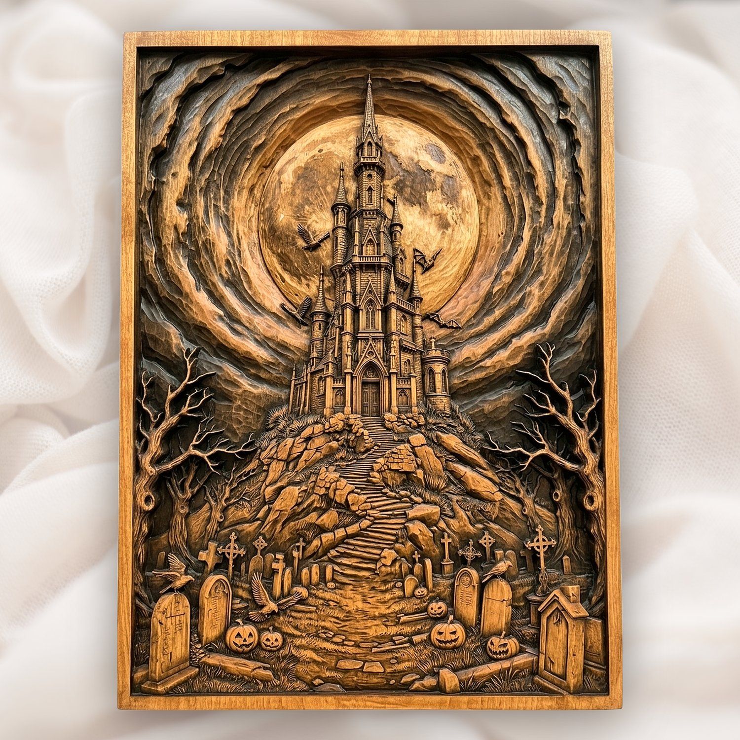 Gothic Haunted Castle Graveyard CNC Relief STL bas-relief STL design