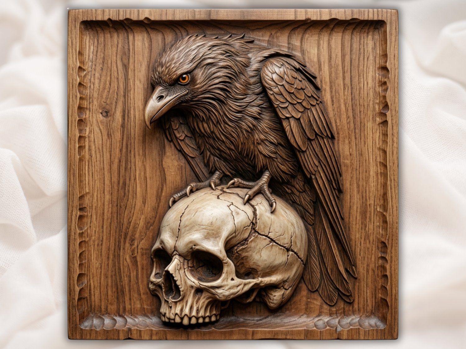 Gothic Raven Skull Guardian CNC Relief STL bas-relief STL — view 2