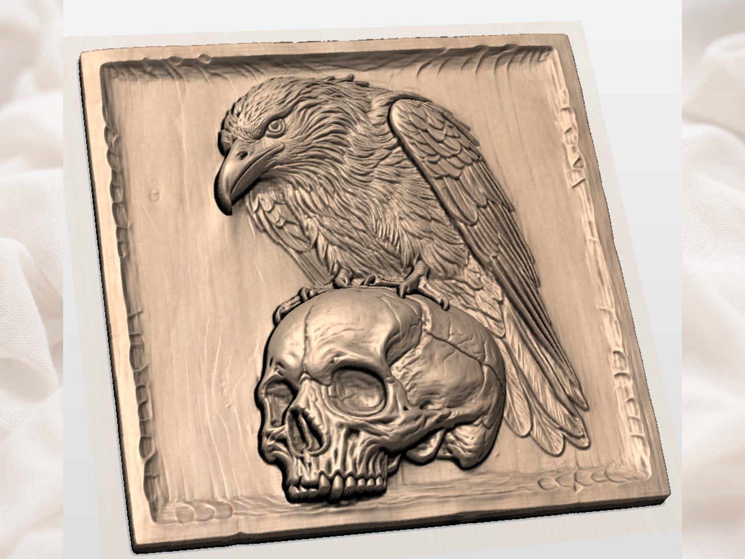 Gothic Raven Skull Guardian CNC Relief STL bas-relief STL — view 3