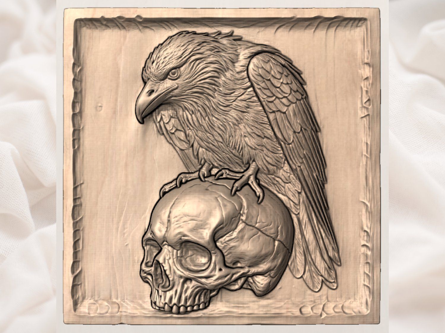Gothic Raven Skull Guardian CNC Relief STL bas-relief STL — view 4