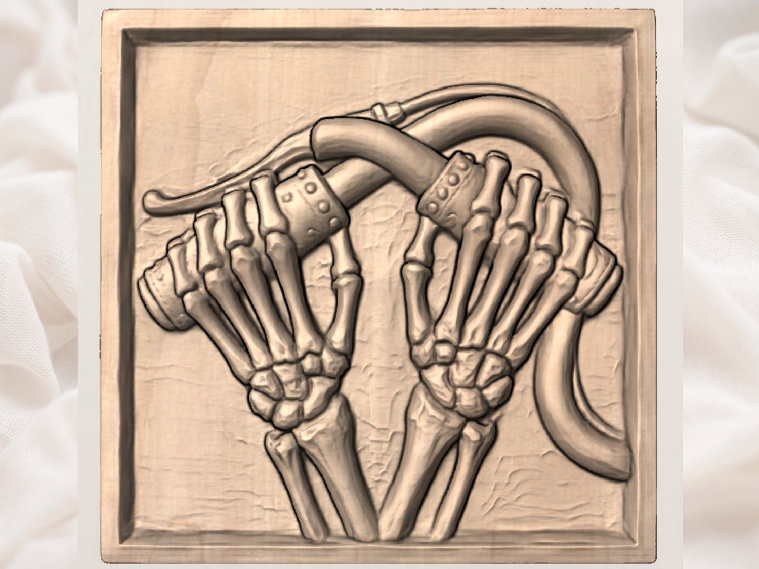 Gothic Skeletal Hands Wall Art Decor bas-relief STL — view 2