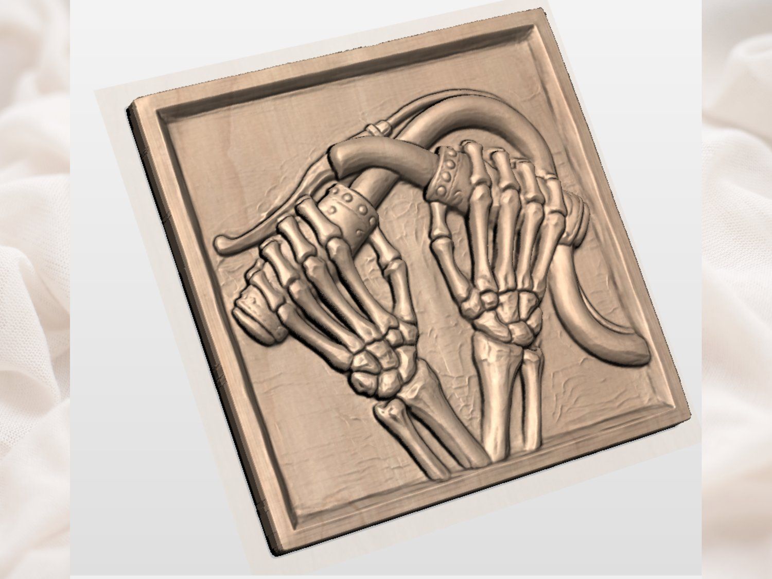 Gothic Skeletal Hands Wall Art Decor bas-relief STL — view 3