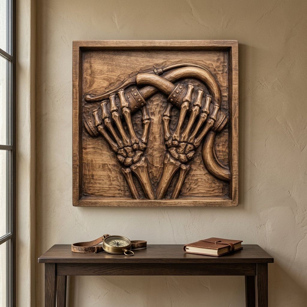 Gothic Skeletal Hands Wall Art Decor bas-relief STL — view 5