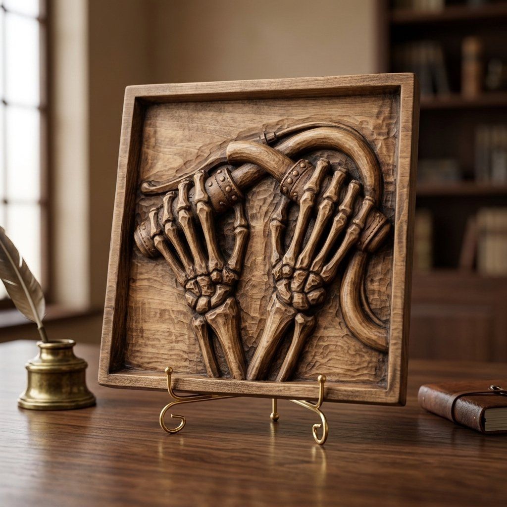 Gothic Skeletal Hands Wall Art Decor bas-relief STL — view 6