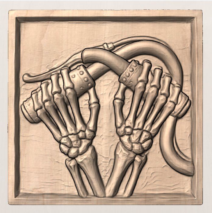 Gothic Skeletal Hands Wall Art Decor bas-relief STL — view 9