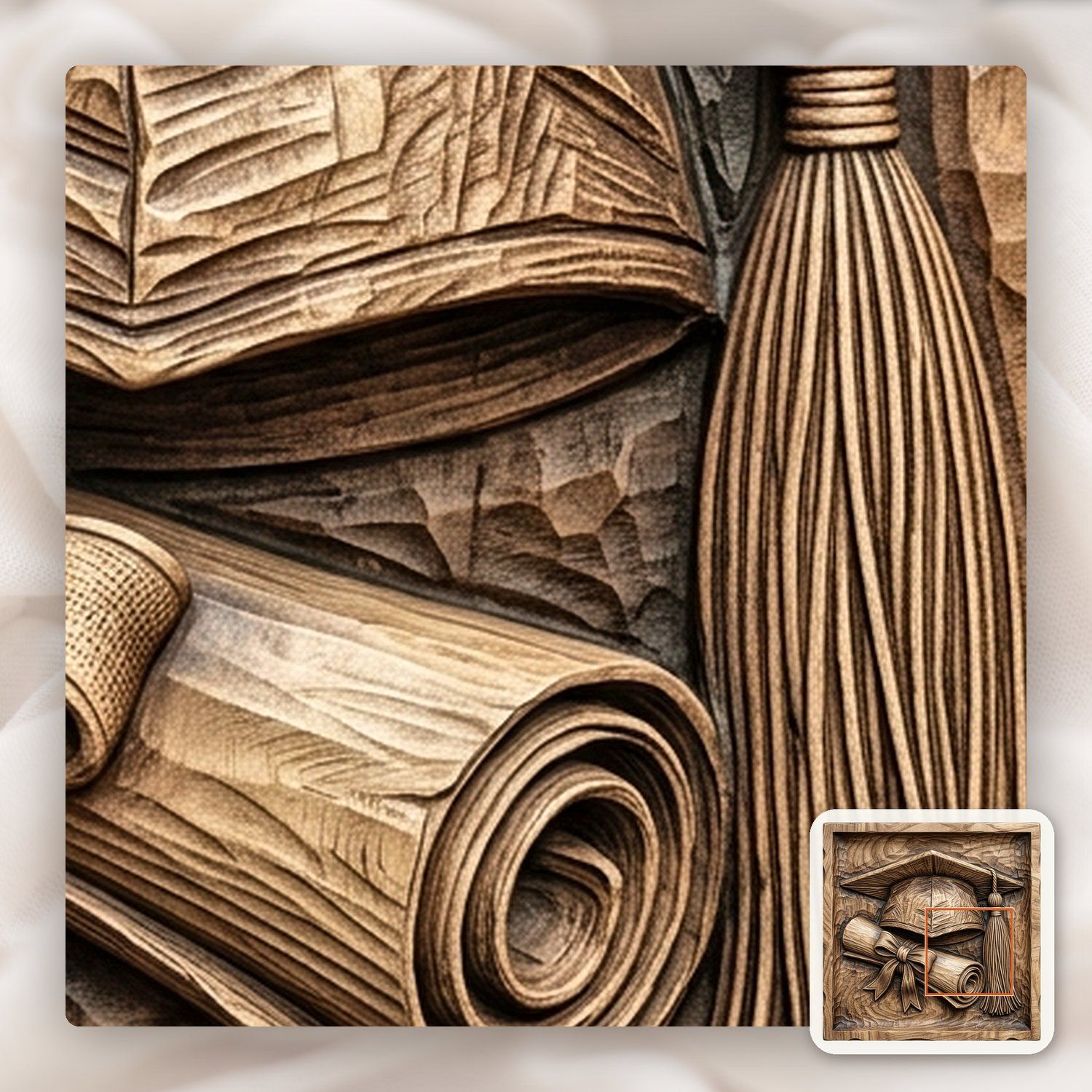Graduation Cap and Diploma Achievement Plaque CNC Relief STL bas-relief STL — view 12