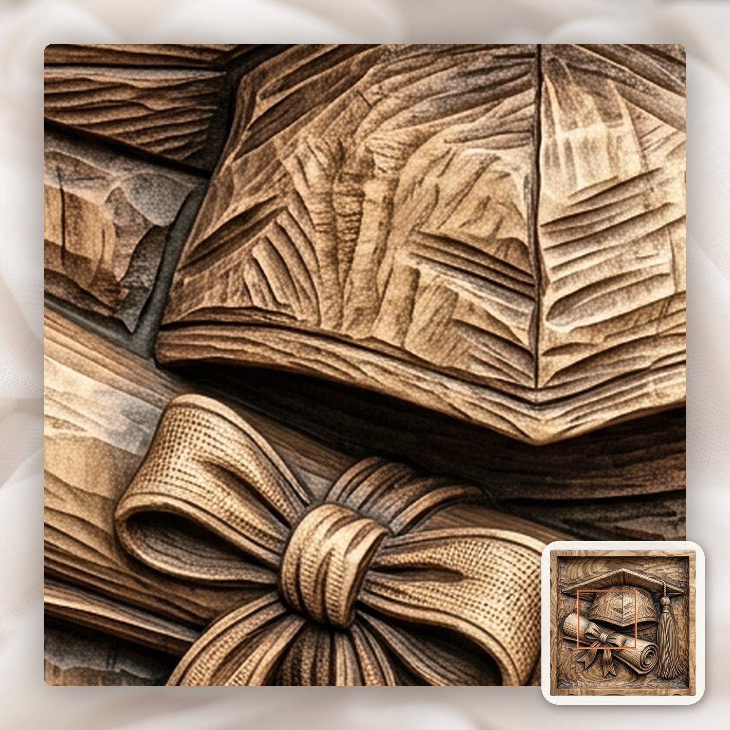 Graduation Cap and Diploma Achievement Plaque CNC Relief STL bas-relief STL — view 13