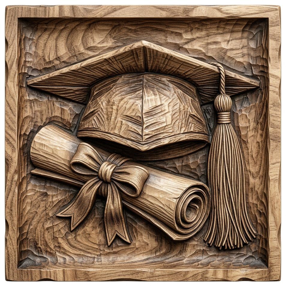 Graduation Cap and Diploma Achievement Plaque CNC Relief STL bas-relief STL — view 11