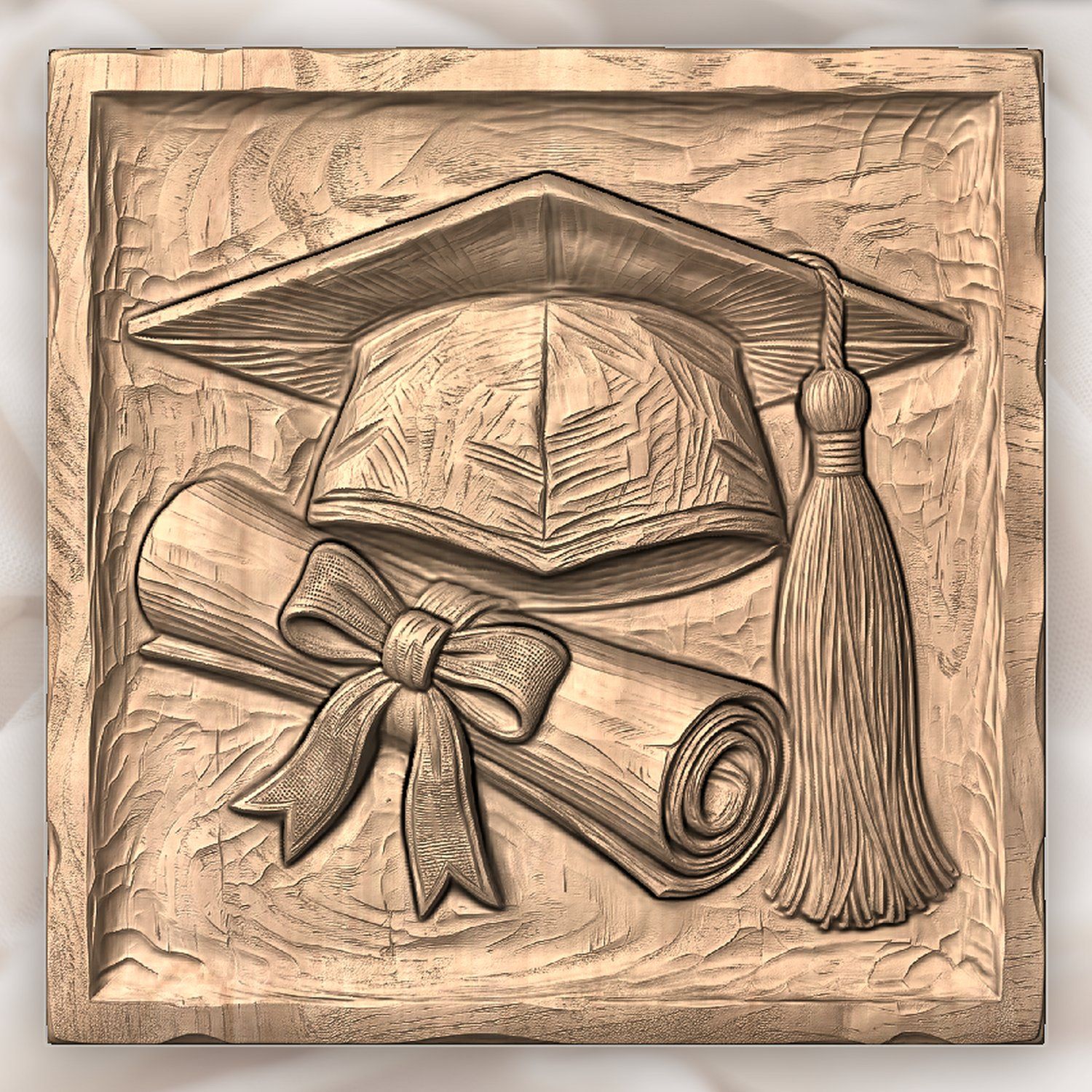 Graduation Cap and Diploma Achievement Plaque CNC Relief STL bas-relief STL — view 4