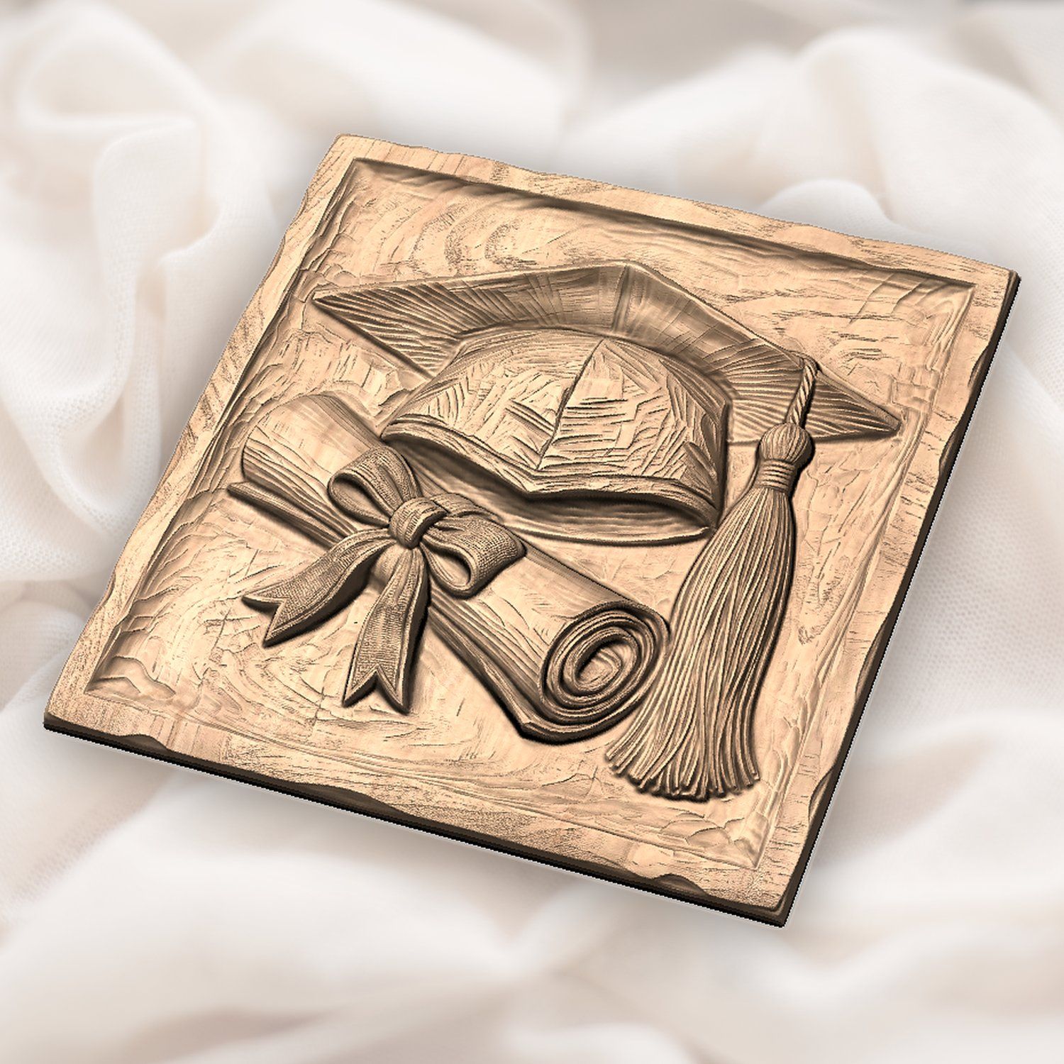 Graduation Cap and Diploma Achievement Plaque CNC Relief STL bas-relief STL — view 5