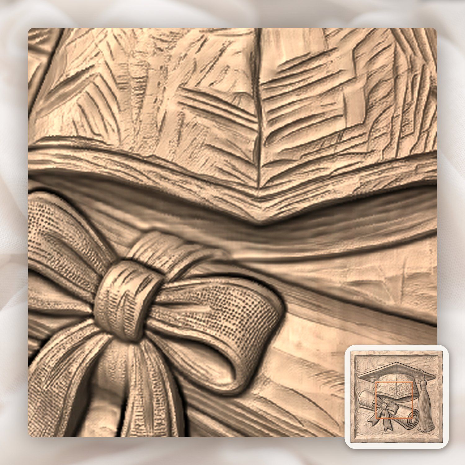Graduation Cap and Diploma Achievement Plaque CNC Relief STL bas-relief STL — view 7