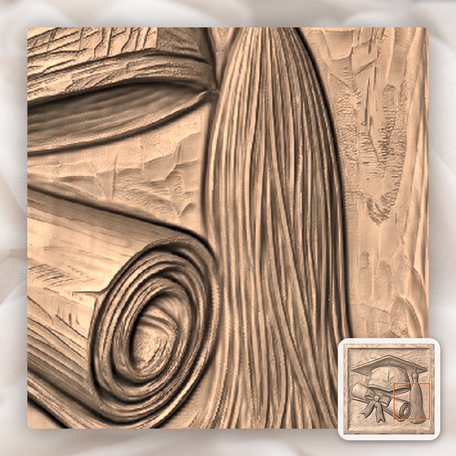 Graduation Cap and Diploma Achievement Plaque CNC Relief STL bas-relief STL — view 8