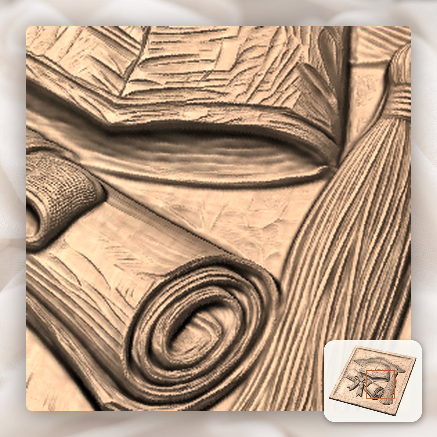 Graduation Cap and Diploma Achievement Plaque CNC Relief STL bas-relief STL — view 9