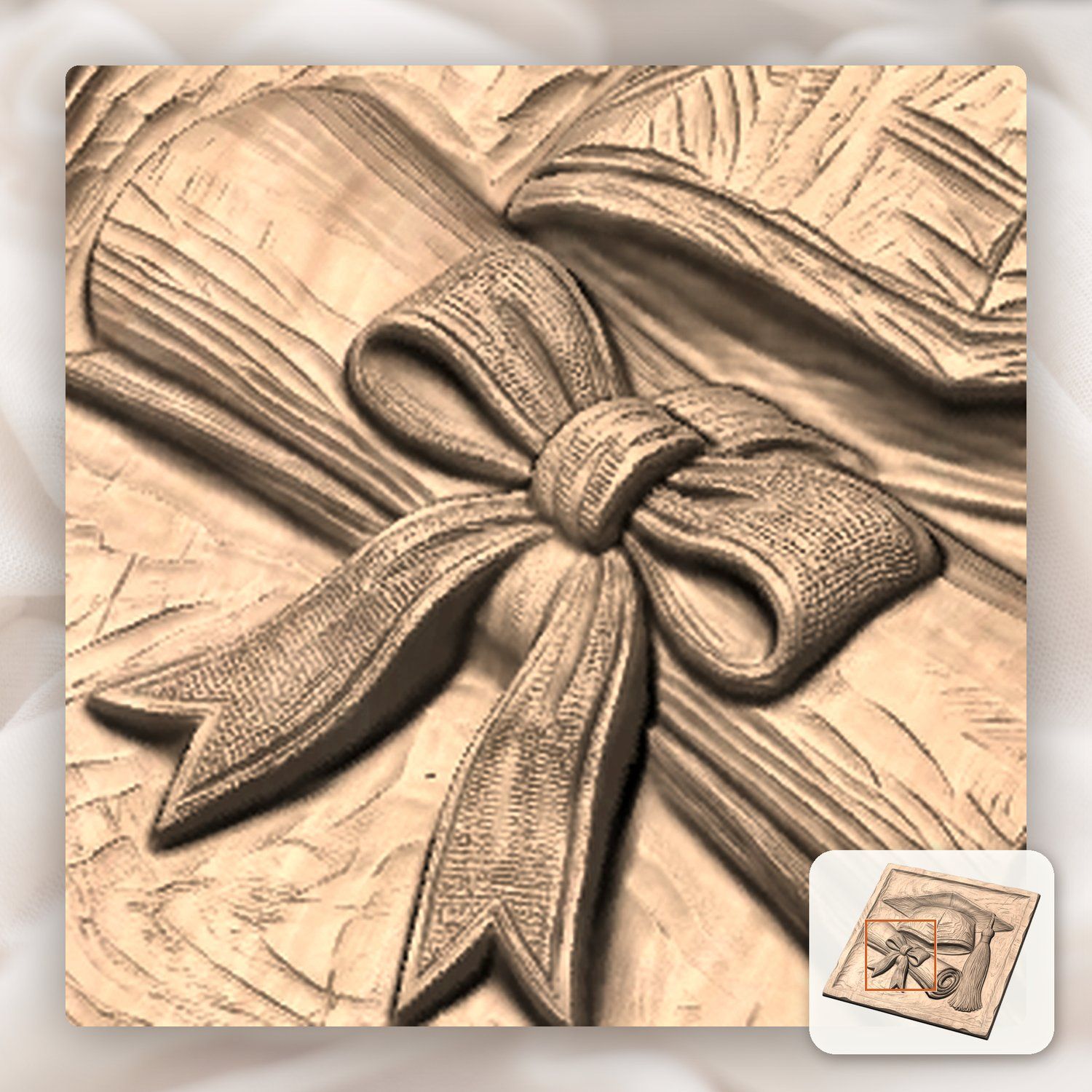 Graduation Cap and Diploma Achievement Plaque CNC Relief STL bas-relief STL — view 10