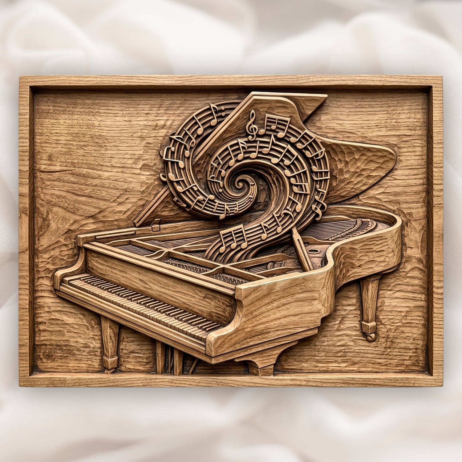Grand Piano Music Spiral CNC Relief STL bas-relief STL design
