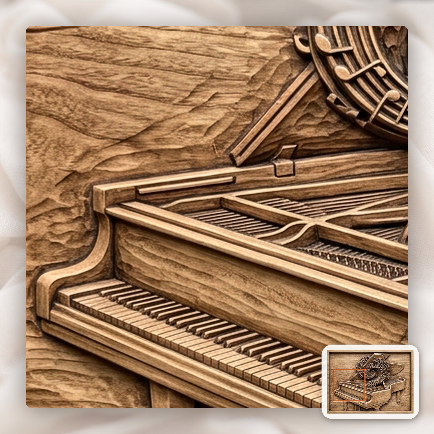 Grand Piano Music Spiral CNC Relief STL bas-relief STL — view 12