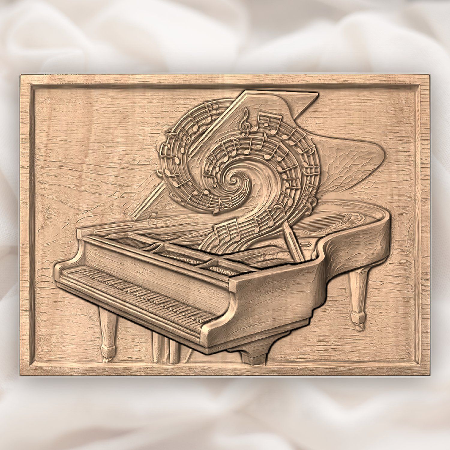 Grand Piano Music Spiral CNC Relief STL bas-relief STL — view 4