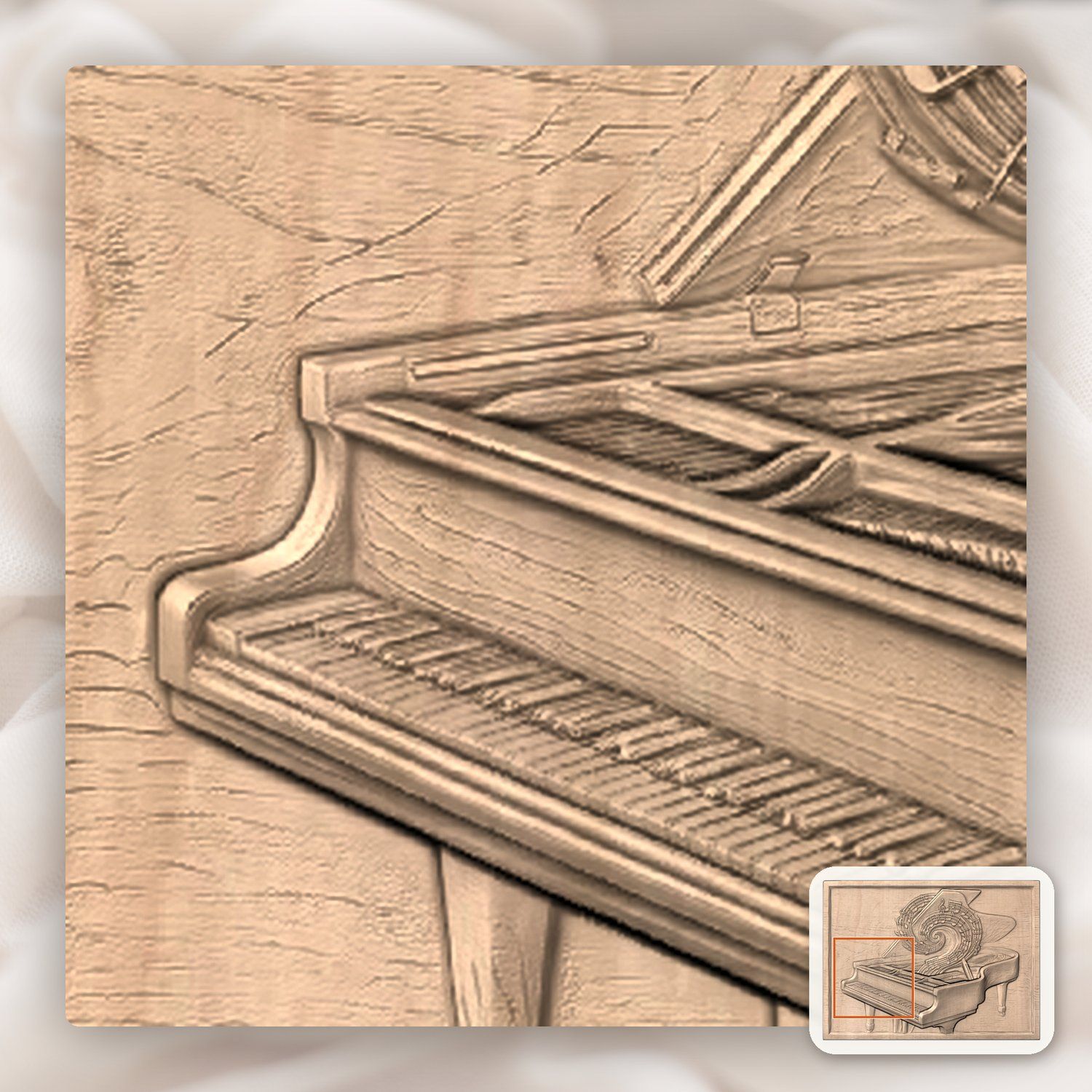 Grand Piano Music Spiral CNC Relief STL bas-relief STL — view 8