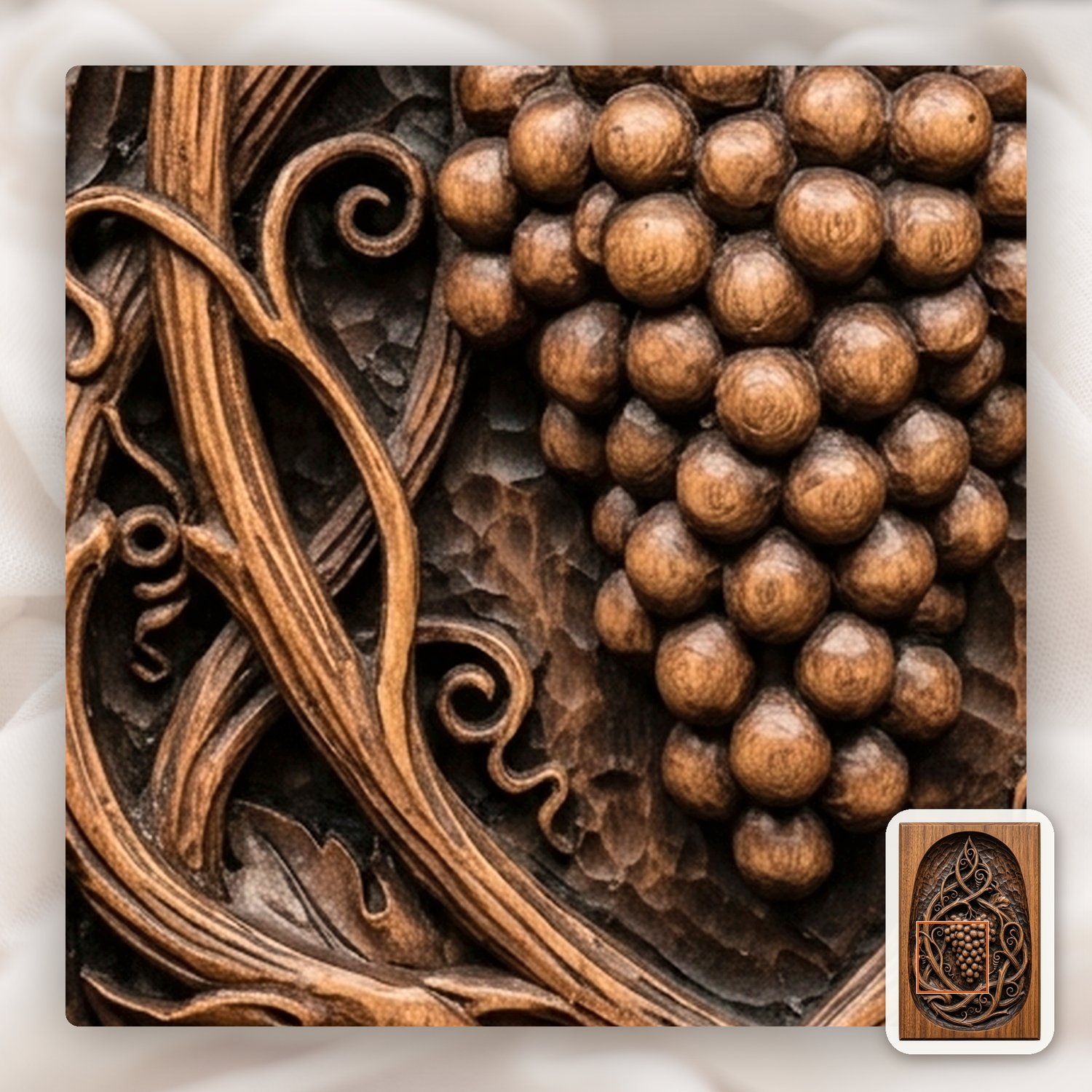 Grape Cluster Art Nouveau CNC Relief STL bas-relief STL — view 10