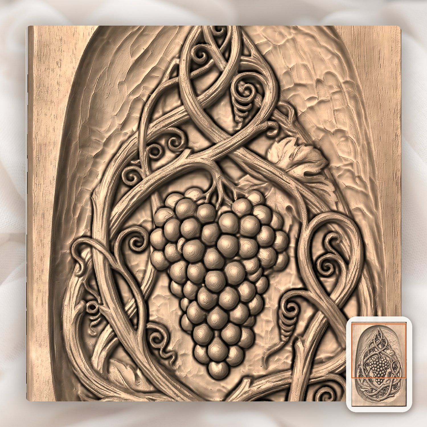 Grape Cluster Art Nouveau CNC Relief STL bas-relief STL — view 7
