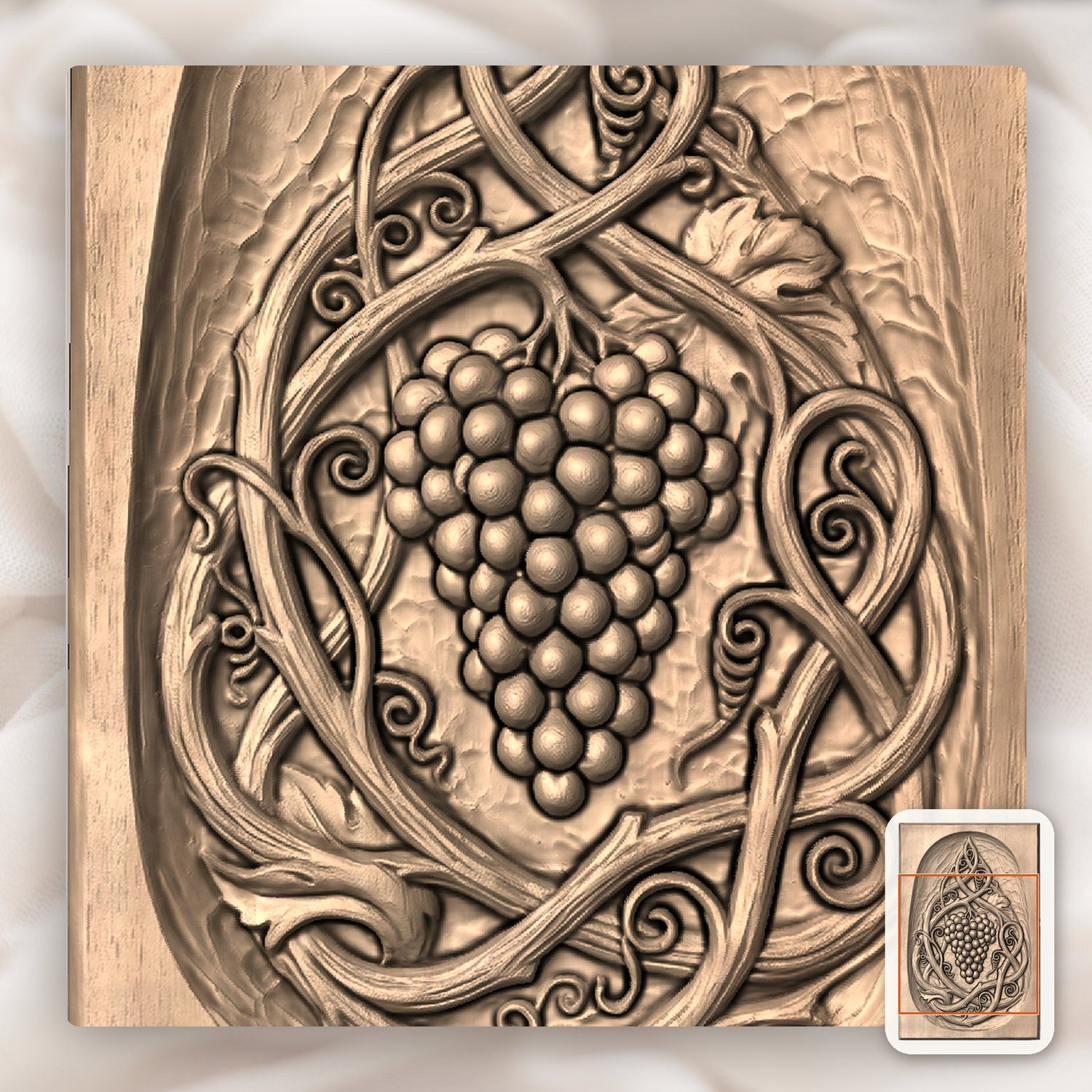 Grape Cluster Art Nouveau CNC Relief STL bas-relief STL — view 8
