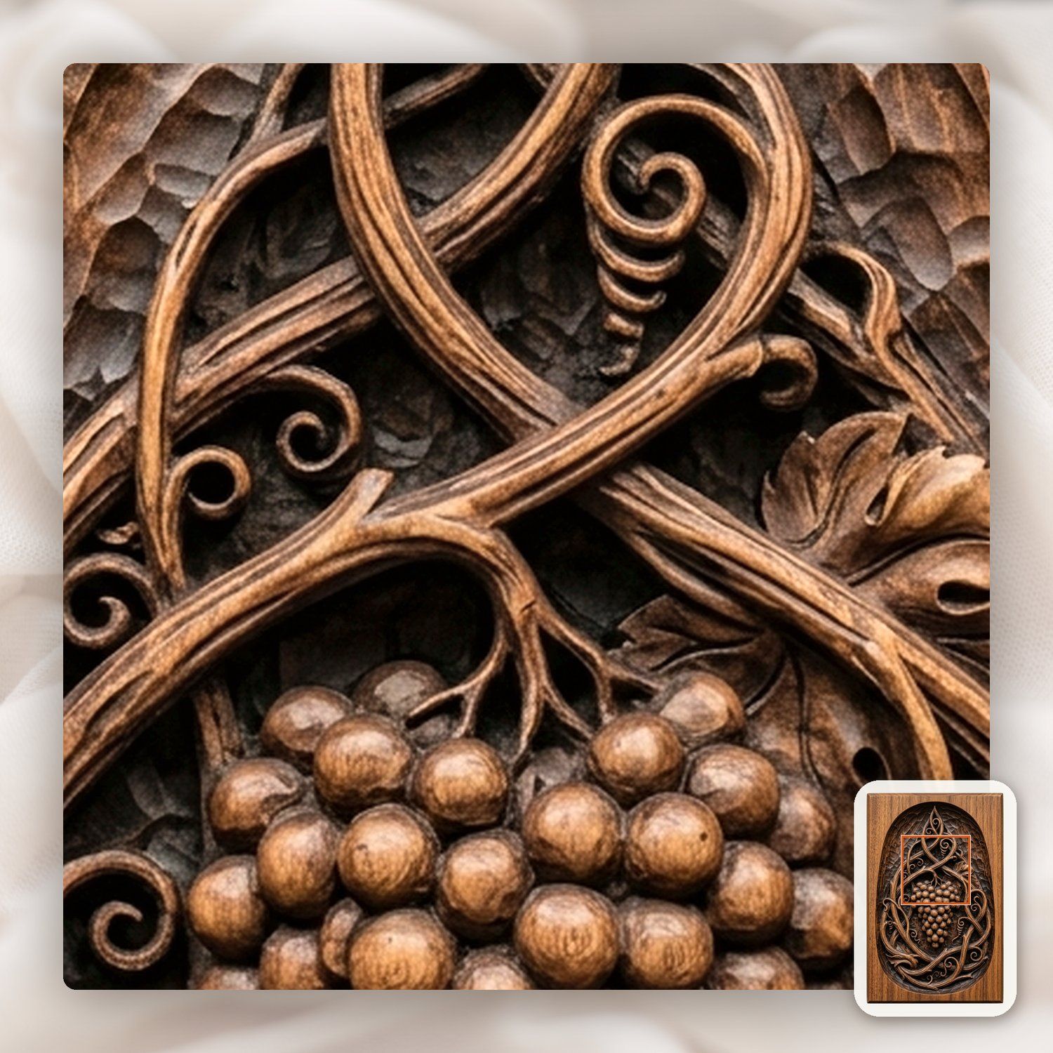 Grape Cluster Art Nouveau CNC Relief STL bas-relief STL — view 9