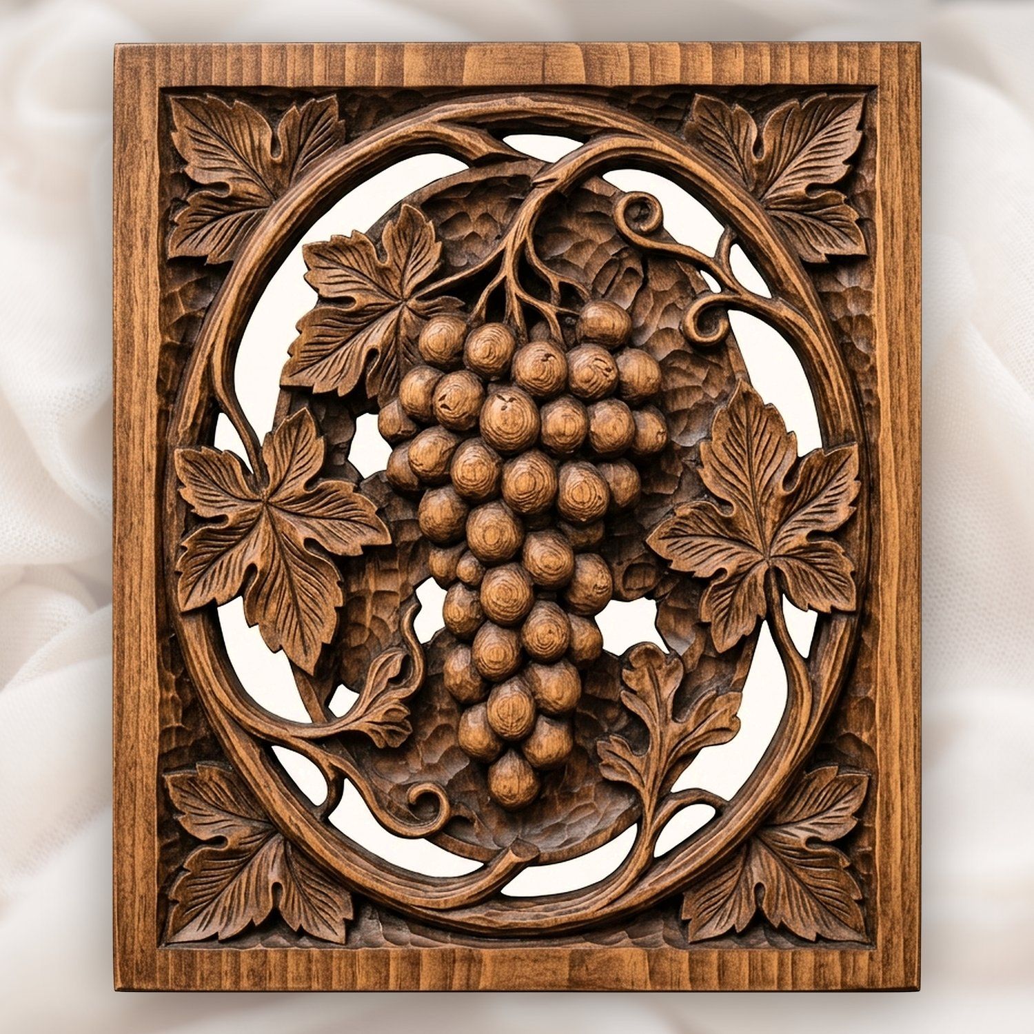 Grape Cluster Vine Panel CNC Relief STL bas-relief STL design