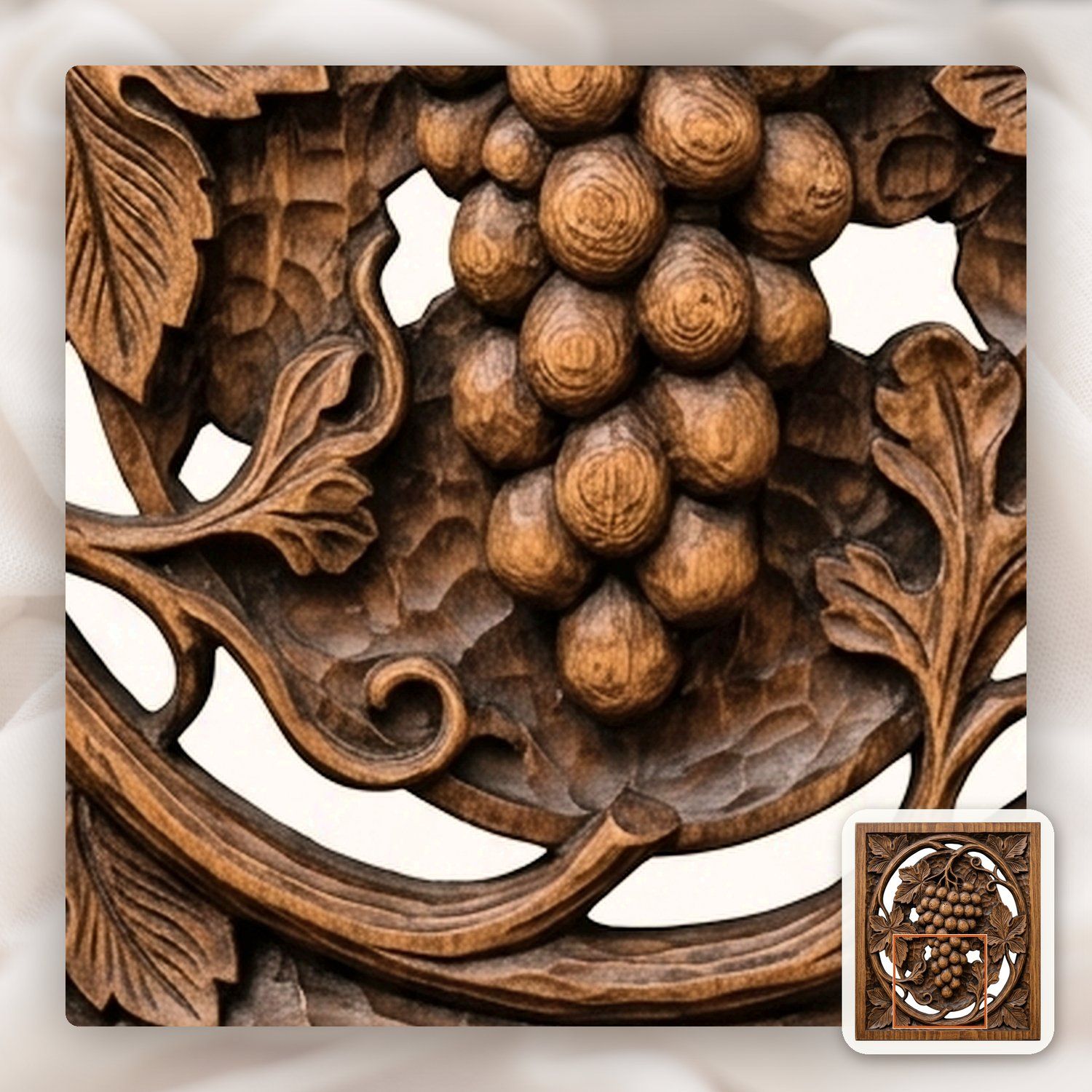 Grape Cluster Vine Panel CNC Relief STL bas-relief STL — view 12